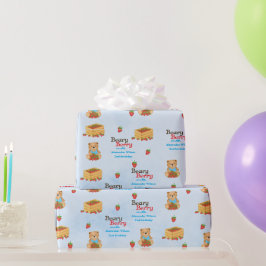 ビーリーベリーキュートブルーストロベリーカッブボーイ ラッピングペーパー