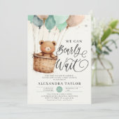 ビーリーホットエアバルーンセージ緑の男の赤ちゃんシャワー 招待状 (スタンド正面)