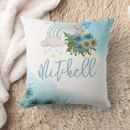 ビーリーボーホレインボーブルーバルーンパーソナライズド クッション