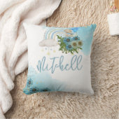 ビーリーボーホレインボーブルーバルーンパーソナライズド クッション (ブランケット)