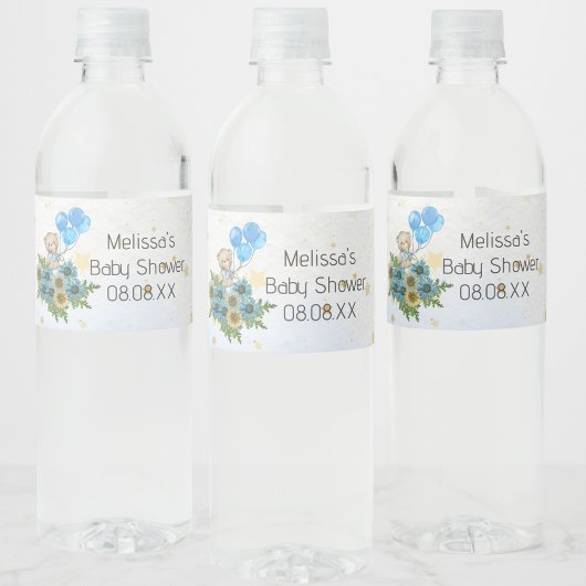 ビーリーボーホレインボーベアーブルーカスタムバルーン ペットボトルラベル