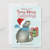 ビーリーメリークリスマスキュートベアーサンタハット シーズンカード (正面)