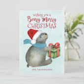 ビーリーメリークリスマスキュートベアーサンタハット シーズンカード (スタンド正面)