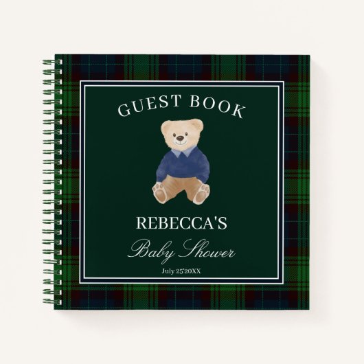 ビーリー待ちグリーンプリード赤ちゃんシャワーのゲストブック ノートブック (正面)