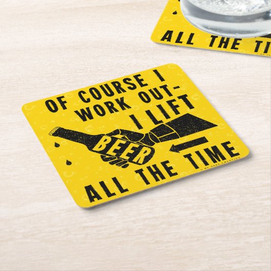 ビールおもしろいがユーモアのゴールデン・ラガー・バブルを完成 スクエアペーパーコースター (アングル)