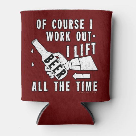 ビールおもしろいが赤をテーマにユーモアを解く 缶クーラー (正面)