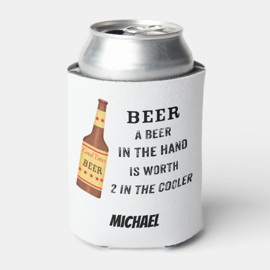 ビールおもしろいことわざビール名パーソナライズされた 缶クーラー (缶正面)
