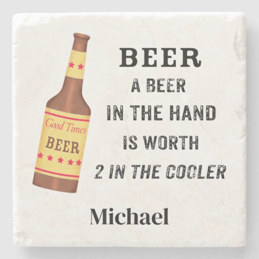 ビールおもしろいことわざビール2インチクールの値 ストーンコースター (正面)