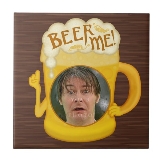 ビールおもしろいでユーモアを飲む |写真パーソナライズされた タイル (正面)