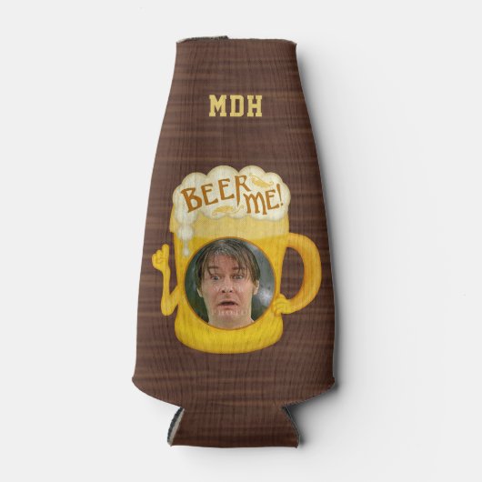 ビールおもしろいでユーモアを飲む |写真パーソナライズされた ボトルクーラー (正面)