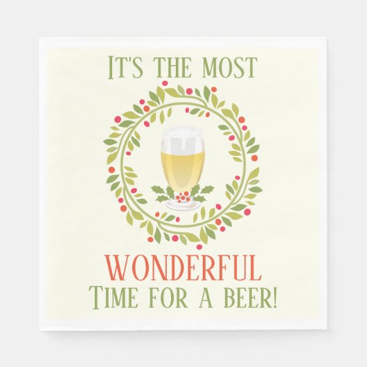ビールおもしろいのクリスマスで最も素晴らしい時間 スタンダードランチョンナプキン (正面)