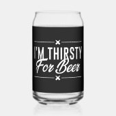 ビールおもしろいの喉の渇いたワードアート ガラス缶 (正面)
