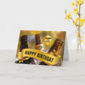 ビールおもしろいの夫バケツの誕生日 カード (黄色い花)