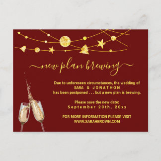 ビールおもしろいの結婚延期のお知らせ ポストカード