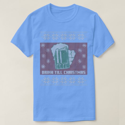 ビールおもしろいの醜いクリスマスセーター Tシャツ (デザイン正面)