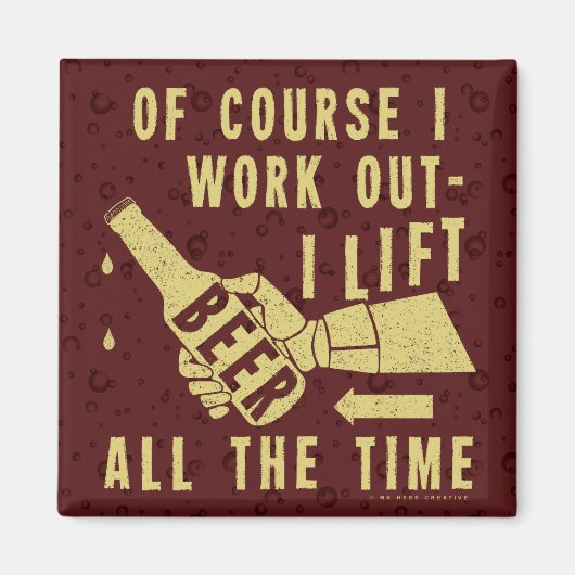 ビールおもしろいはブラウンの強い泡でユーモアを解く マグネット (正面)