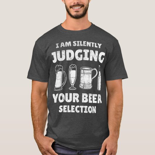 ビールおもしろいを静かに判断して飲むクラフトビール Tシャツ (正面)