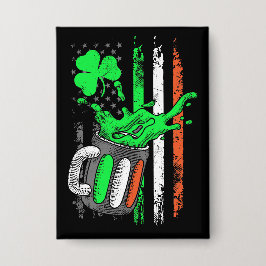 ビールおもしろいアイルランド国旗 缶バッジ