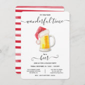 ビールおもしろいクリスマスホリデーパーティー招待状 招待状 (正面/裏面)