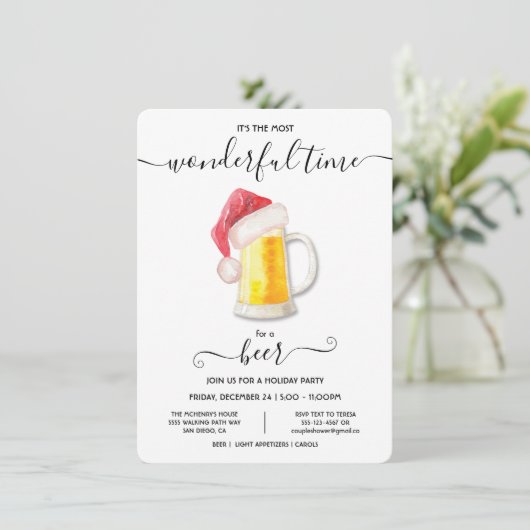 ビールおもしろいクリスマスホリデーパーティー招待状 招待状 (スタンド正面)