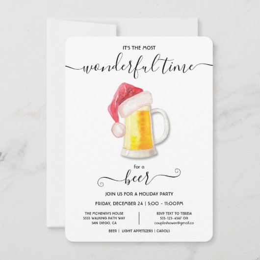ビールおもしろいクリスマスホリデーパーティー招待状 招待状 (正面)