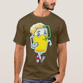 ビールおもしろいグラスは自分でビールを飲んでいる Tシャツ