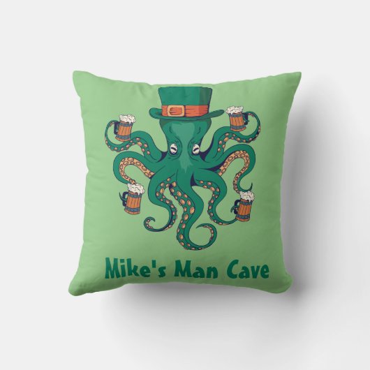 ビールおもしろいタコファーストネーム男の洞窟 クッション (裏面)