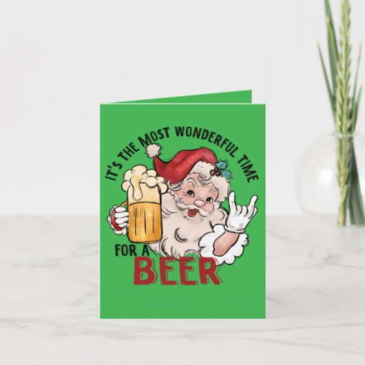 ビールおもしろいドリンカー用サンタクリスマスカード シーズンカード (正面)