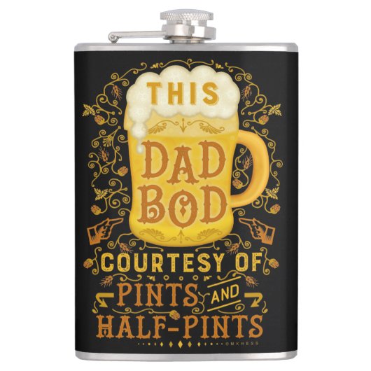 ビールおもしろいパパボディユーモアファーザーズデイヴィンテージ フラスク (正面)