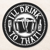 ビールおもしろいパーティー |お酒を飲む ラウンドペーパーコースター (正面)