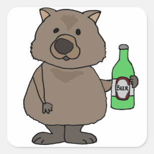 ビールおもしろいマンガのウォンバット飲みボトル スクエアシール