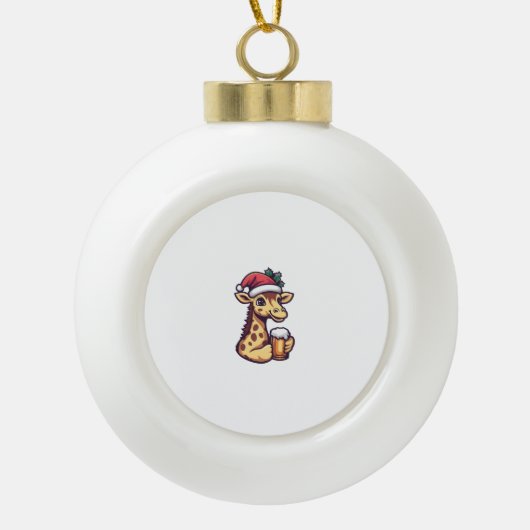 ビールおもしろい付きクリスマスキリン漫画 セラミックボールオーナメント (正面)