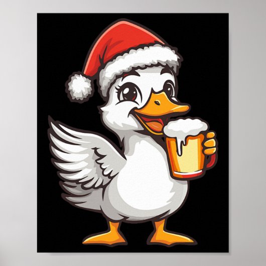 ビールおもしろい付きクリスマスグース漫画 ポスター (正面)