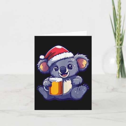 ビールおもしろい付きクリスマスコアラ漫画 カード (正面)