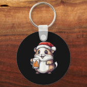 ビールおもしろい付きクリスマスハムスター漫画 キーホルダー (正面)