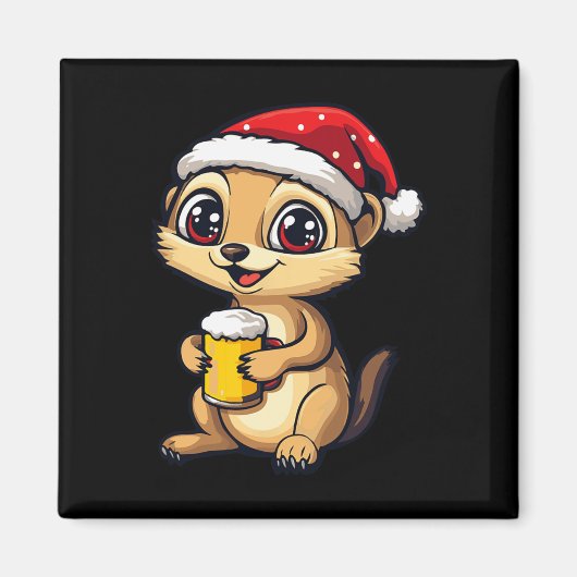 ビールおもしろい付きクリスマスメルカット漫画 マグネット (正面)