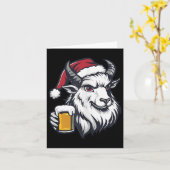 ビールおもしろい付きクリスマスヤギ漫画 カード (黄色い花)