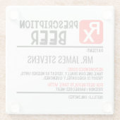 ビールおもしろい処方箋のスクリプパーソナライズされたト名 ガラスコースター (裏面)