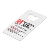 ビールおもしろい処方箋のスクリプパーソナライズされたト名 クレジットカード栓抜き (裏面アングル)