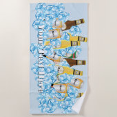 ビールおもしろい好きのビールと氷 ビーチタオル (正面)