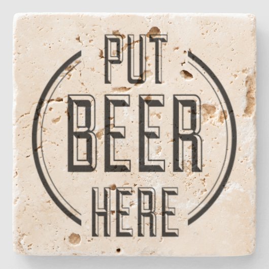 ビールおもしろい引用文ここにビールを置く ストーンコースター (正面)