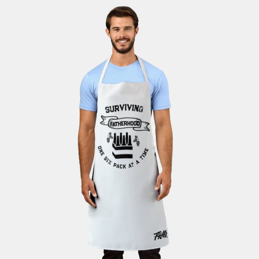 ビールおもしろい愛好家ギフトアイディア、6パックビアユーモア エプロン (着用した状態)