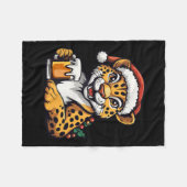 ビールおもしろい漫画付きクリスマスヒョウ フリースブランケット (正面(横))