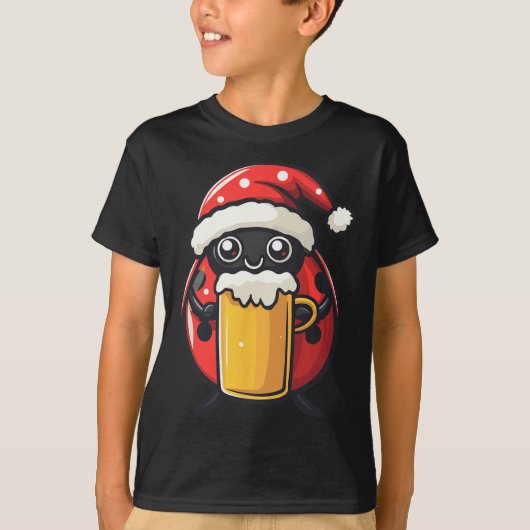 ビールおもしろい漫画付きクリスマスレディバグ Tシャツ (正面)