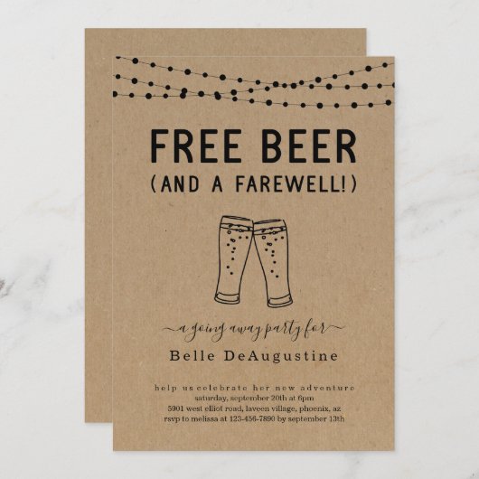 ビールおもしろい無料遠くにパーティの招待状 招待状 (正面/裏面)