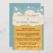 ビールおもしろい誕生日招待状- Brew Bashパーティー 招待状 (正面/裏面)