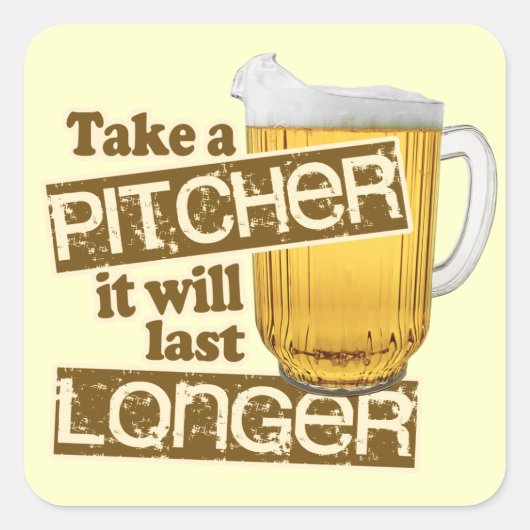 ビールおもしろい飲みユーモア スクエアシール (正面)