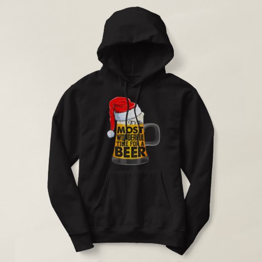 ビールおもしろい飲むクリスマスサンタクリスマス パーカ (デザイン正面)
