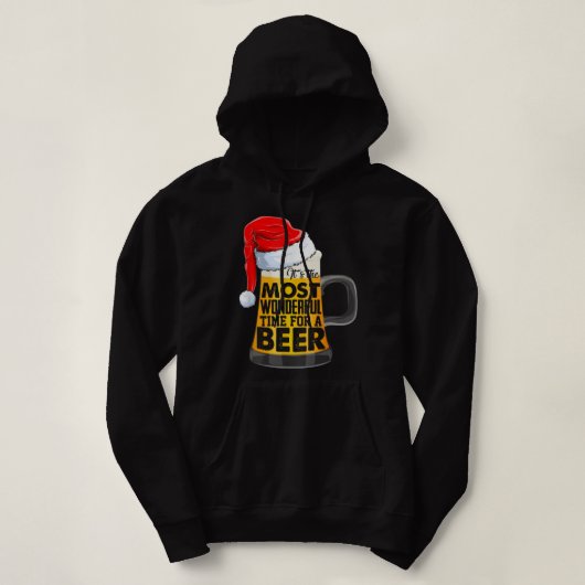ビールおもしろい飲むクリスマスサンタクリスマス パーカ (デザイン正面)