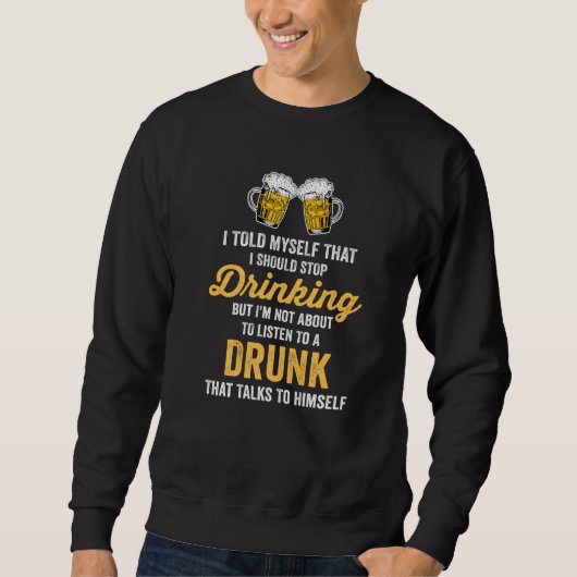 ビールおもしろい飲む飲みストップ酒飲む スウェットシャツ (正面)
